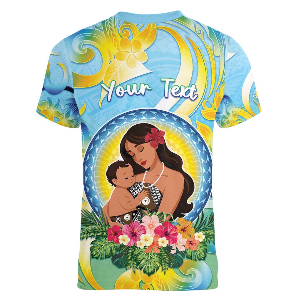 Personalised Fiji Mother's Day Women V-Neck T-Shirt I Love You Mom