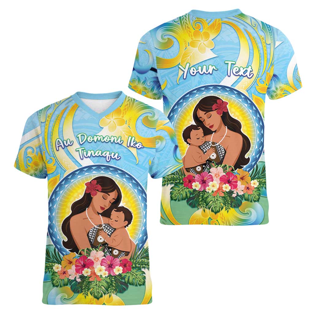 Personalised Fiji Mother's Day Women V-Neck T-Shirt I Love You Mom