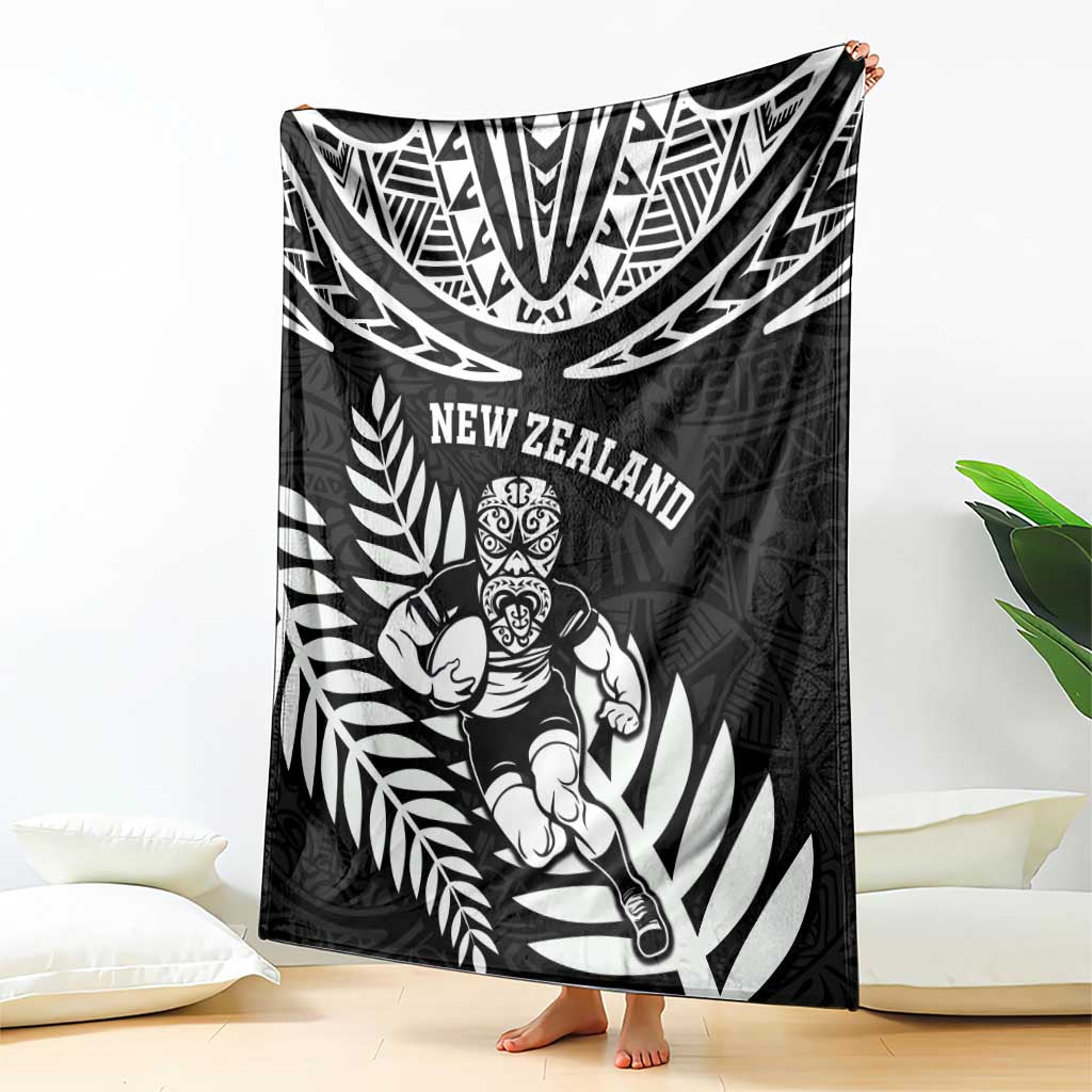 New Zealand Rugby Blanket Silver Fern Maori Pattern