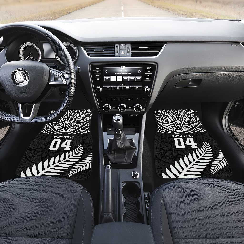 New Zealand Rugby Car Mats Silver Fern Maori Pattern