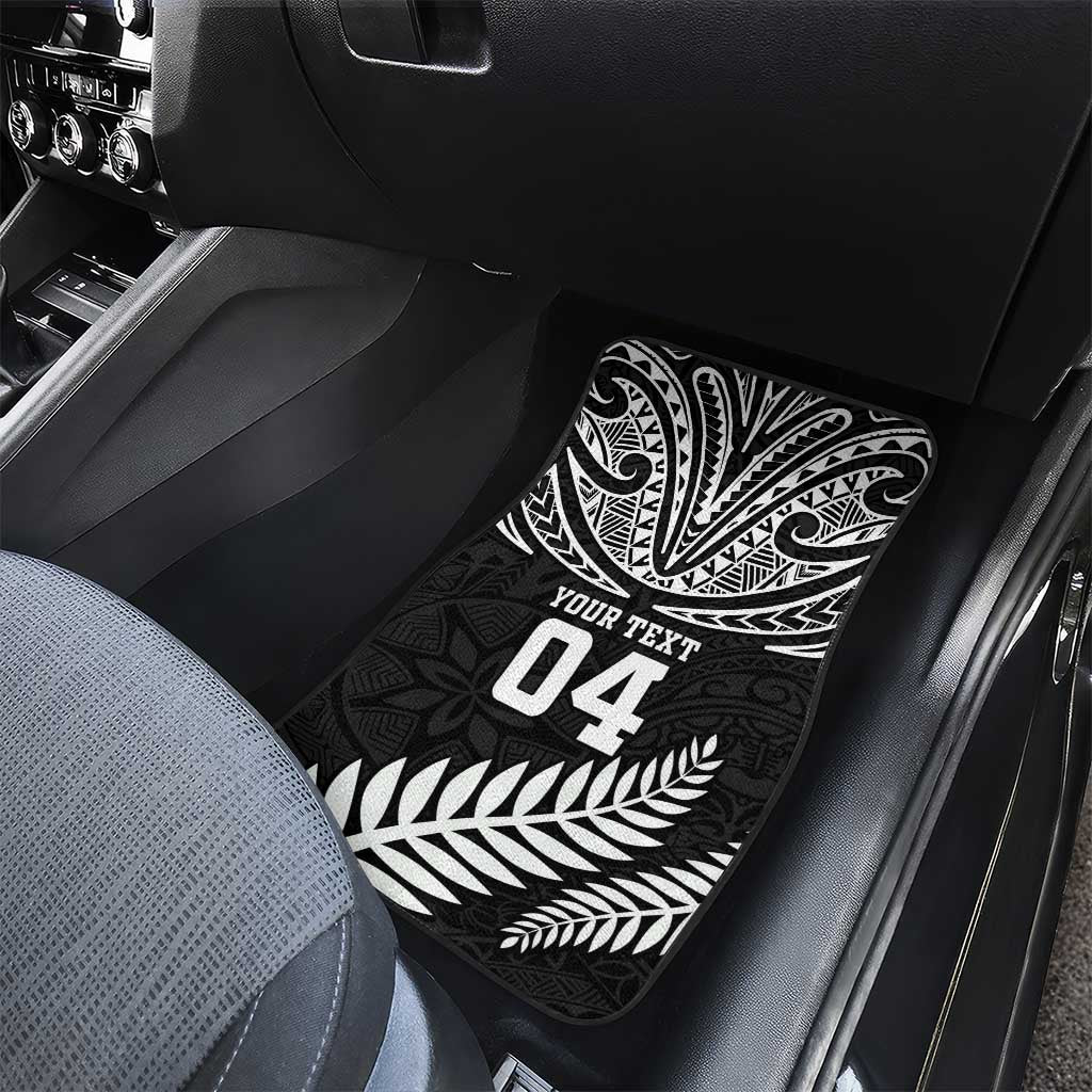 New Zealand Rugby Car Mats Silver Fern Maori Pattern