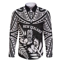 Custom New Zealand Rugby Family Matching Mermaid Dress and Hawaiian Shirt Silver Fern Maori Pattern
