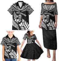 Custom New Zealand Rugby Family Matching Puletasi and Hawaiian Shirt Silver Fern Maori Pattern