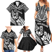 Custom New Zealand Rugby Family Matching Summer Maxi Dress and Hawaiian Shirt Silver Fern Maori Pattern
