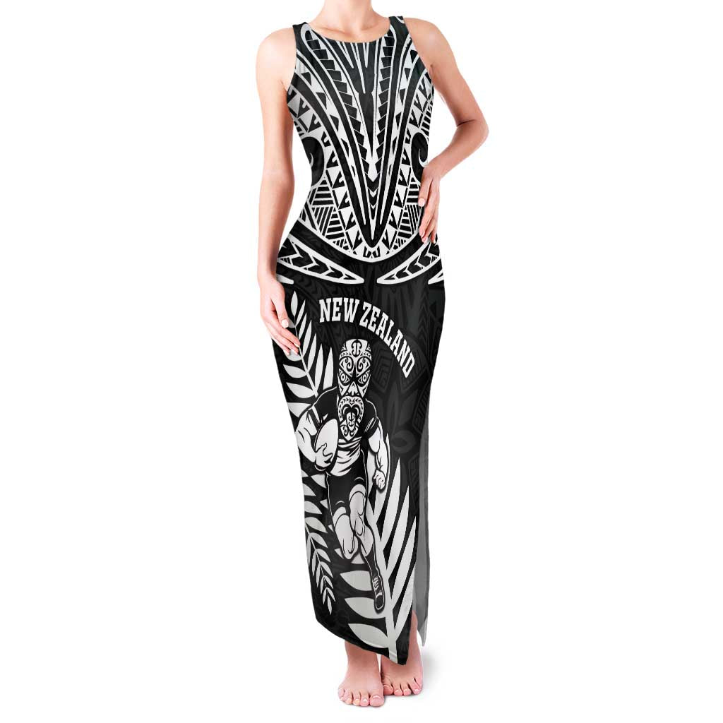 Custom New Zealand Rugby Family Matching Tank Maxi Dress and Hawaiian Shirt Silver Fern Maori Pattern