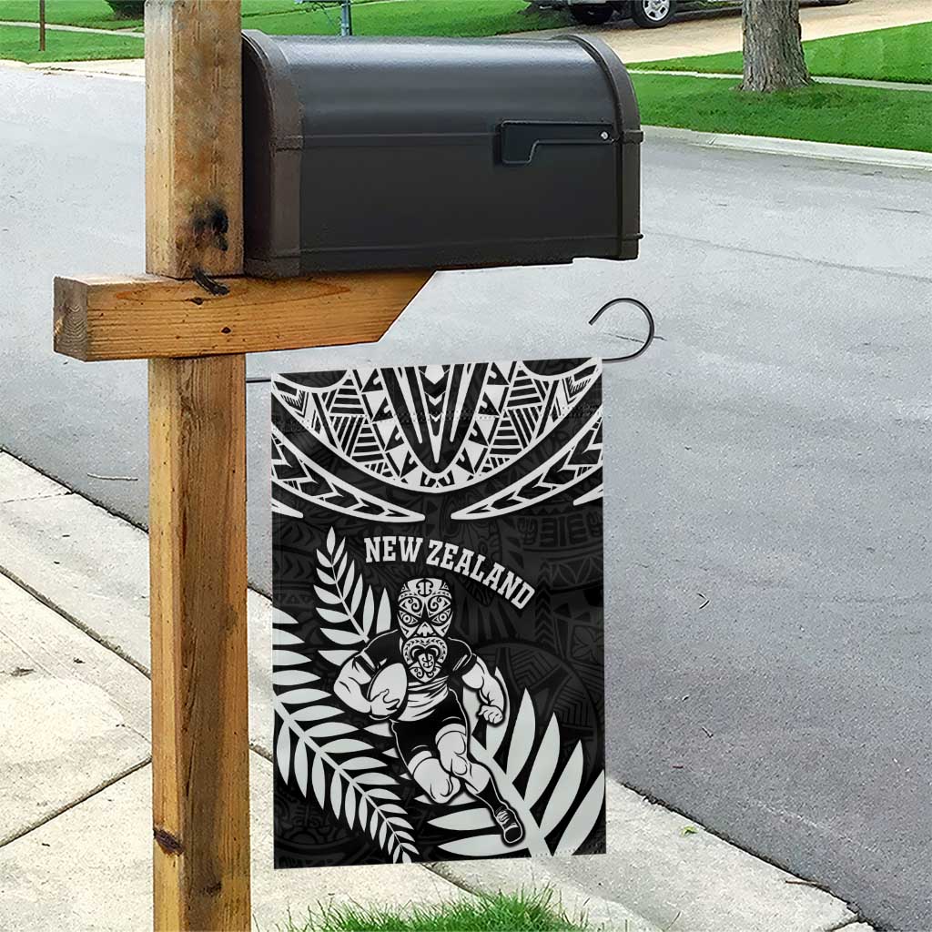 New Zealand Rugby Garden Flag Silver Fern Maori Pattern