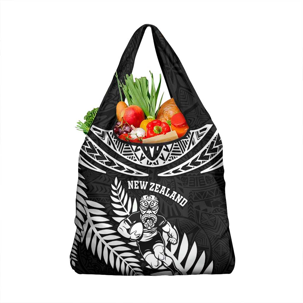 New Zealand Rugby Grocery Bag Silver Fern Maori Pattern DT04 1-pack One Size Black - Polynesian Pride