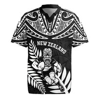Custom New Zealand Rugby Rugby Jersey Silver Fern Maori Pattern DT04 Black - Polynesian Pride