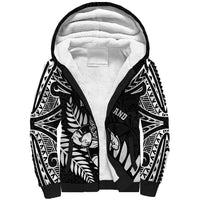 Custom New Zealand Rugby Sherpa Hoodie Silver Fern Maori Pattern