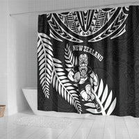 New Zealand Rugby Shower Curtain Silver Fern Maori Pattern