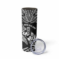 Custom New Zealand Rugby Skinny Tumbler Silver Fern Maori Pattern DT04 - Polynesian Pride