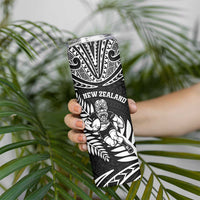 Custom New Zealand Rugby Skinny Tumbler Silver Fern Maori Pattern DT04 - Polynesian Pride