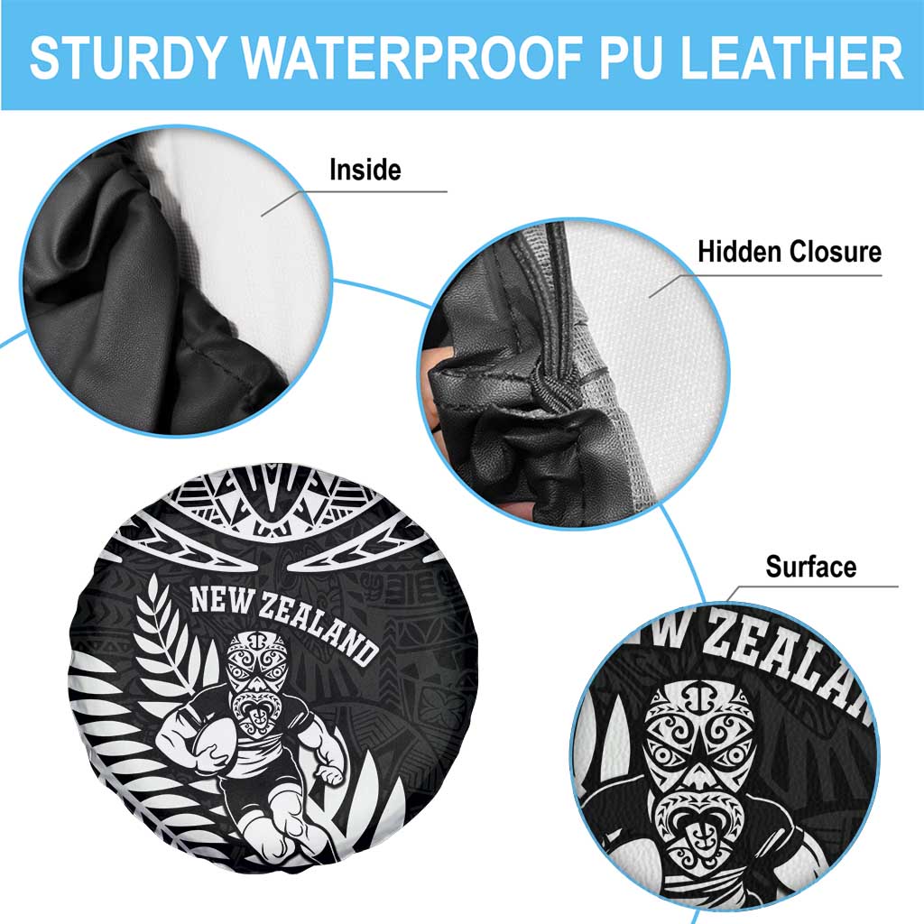 New Zealand Rugby Spare Tire Cover Silver Fern Maori Pattern