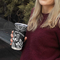Custom New Zealand Rugby Tumbler Cup Silver Fern Maori Pattern