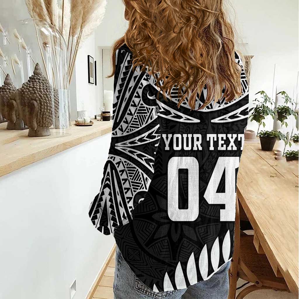 Custom New Zealand Rugby Women Casual Shirt Silver Fern Maori Pattern DT04 - Polynesian Pride