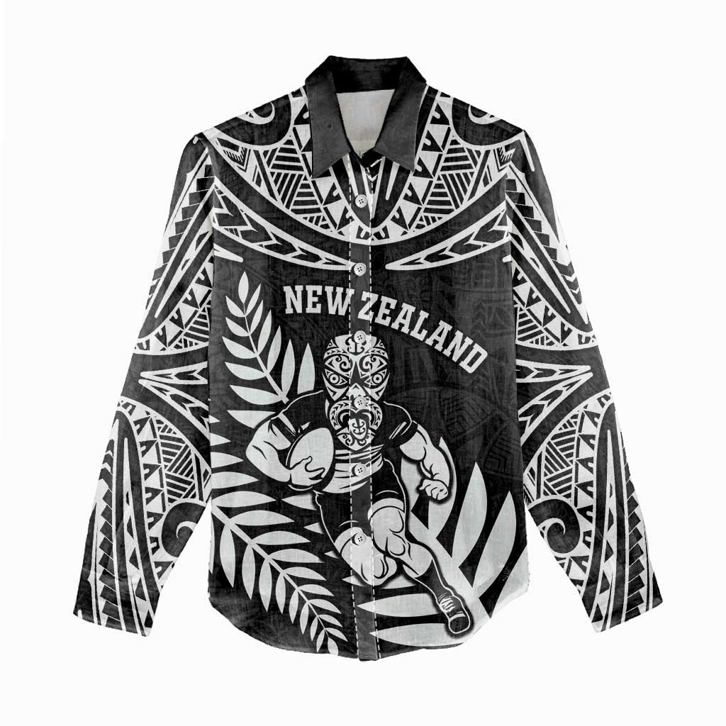 Custom New Zealand Rugby Women Casual Shirt Silver Fern Maori Pattern DT04 - Polynesian Pride