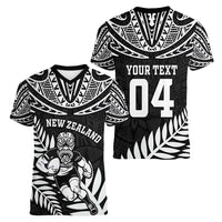 Custom New Zealand Rugby Women V-Neck T-Shirt Silver Fern Maori Pattern DT04 - Polynesian Pride