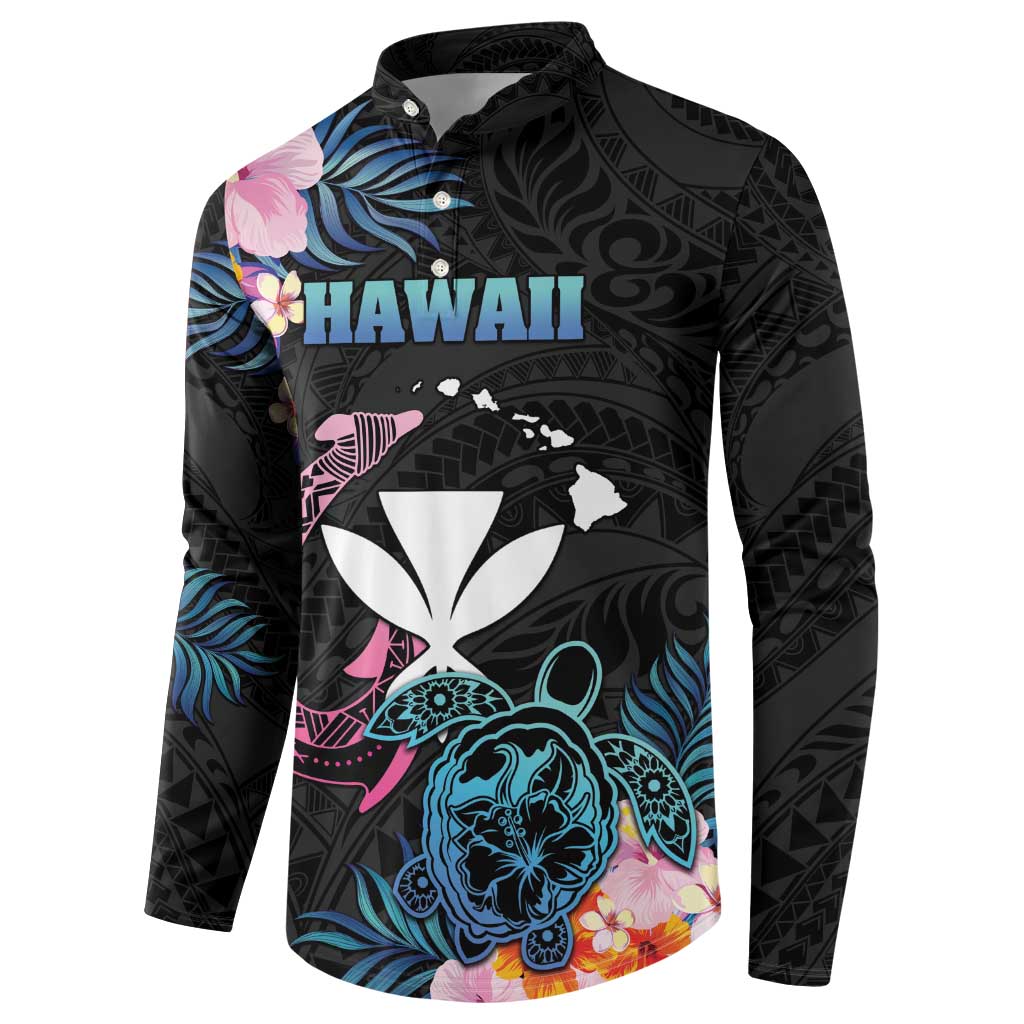 Personalised Hawaii Button Sweatshirt Kanaka Maoli With Fish Hook DT04 - Polynesian Pride