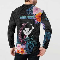 Personalised Hawaii Button Sweatshirt Kanaka Maoli With Fish Hook DT04 - Polynesian Pride