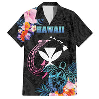 Personalised Hawaii Family Matching Puletasi and Hawaiian Shirt Kanaka Maoli With Fish Hook DT04 Dad's Shirt - Short Sleeve Black - Polynesian Pride