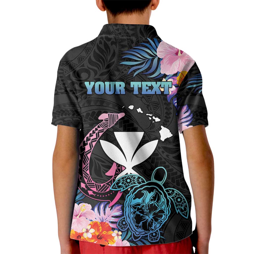Personalised Hawaii Kid Polo Shirt Kanaka Maoli With Fish Hook