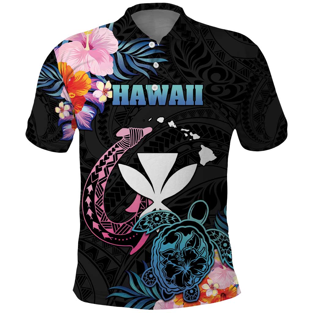 Personalised Hawaii Polo Shirt Kanaka Maoli With Fish Hook