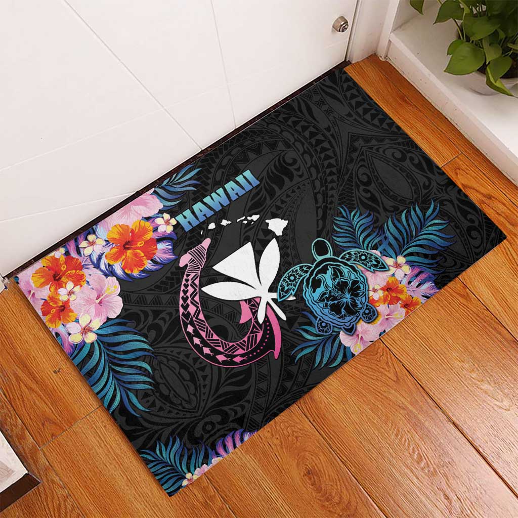 Hawaii Rubber Doormat Kanaka Maoli With Fish Hook DT04 - Polynesian Pride