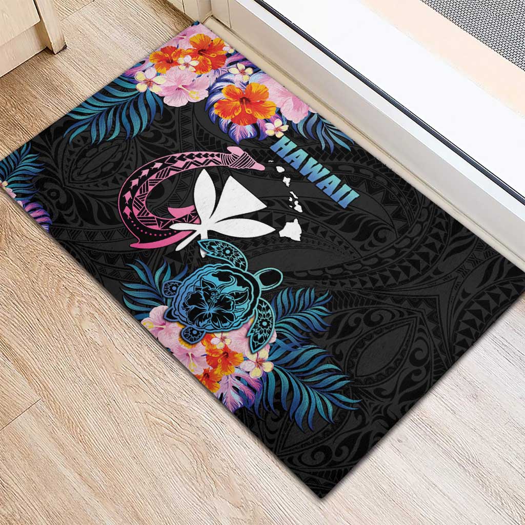 Hawaii Rubber Doormat Kanaka Maoli With Fish Hook DT04 - Polynesian Pride