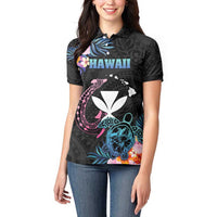 Personalised Hawaii Women Polo Shirt Kanaka Maoli With Fish Hook