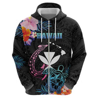 Personalised Hawaii Zip Hoodie Kanaka Maoli With Fish Hook