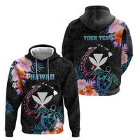 Personalised Hawaii Zip Hoodie Kanaka Maoli With Fish Hook