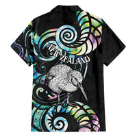 New Zealand Kiwi Bird Family Matching Summer Maxi Dress and Hawaiian Shirt Silver Fern Koru Paua Shell