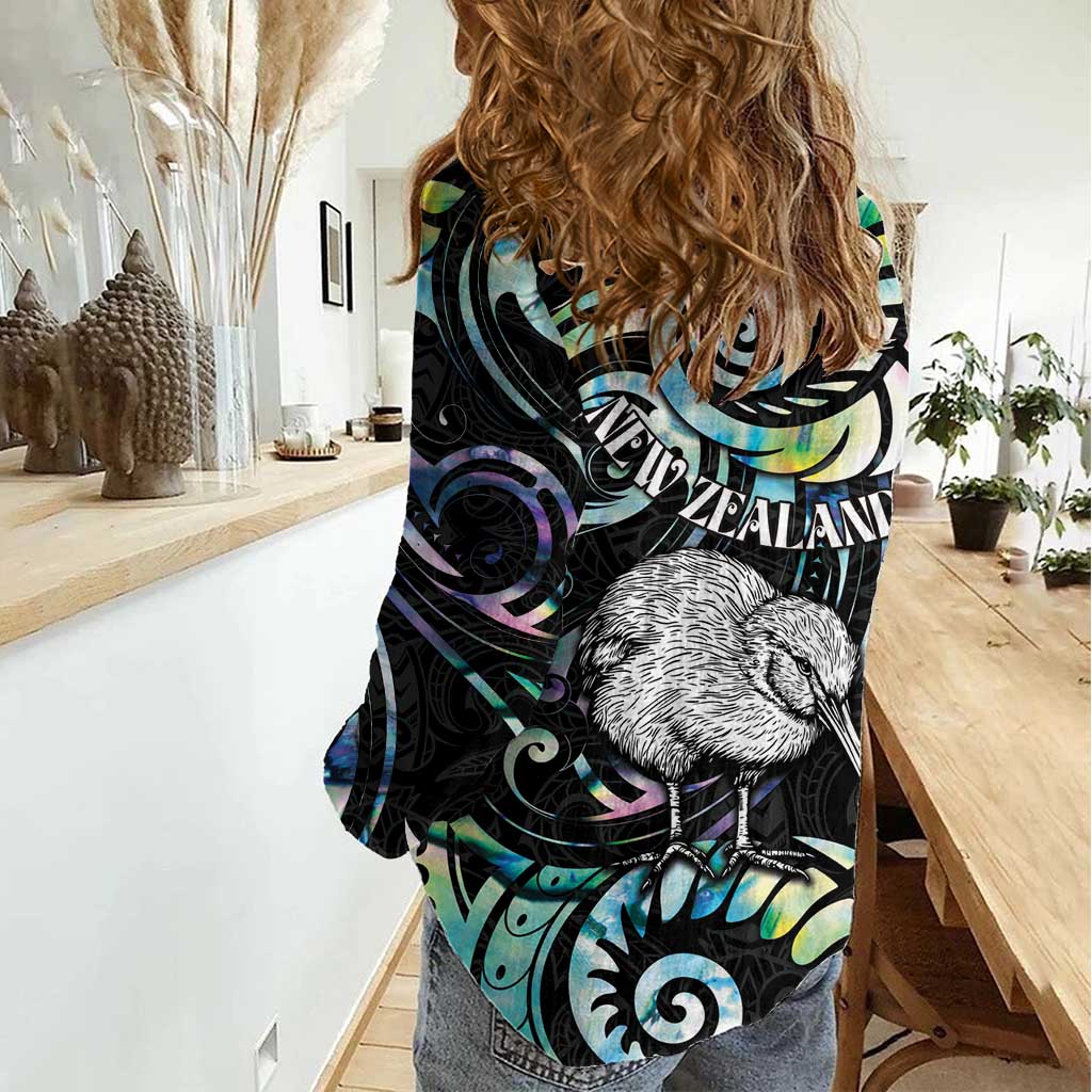 New Zealand Kiwi Bird Women Casual Shirt Silver Fern Koru Paua Shell DT04 - Polynesian Pride