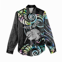 New Zealand Kiwi Bird Women Casual Shirt Silver Fern Koru Paua Shell DT04 - Polynesian Pride