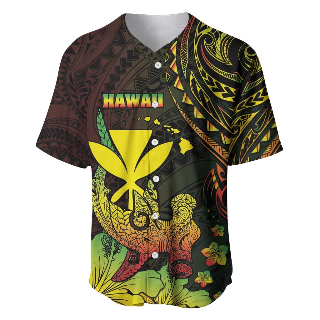 Personalised Hawaii Baseball Jersey Kanaka Maoli With Hammerhead Shark DT04 Black - Polynesian Pride