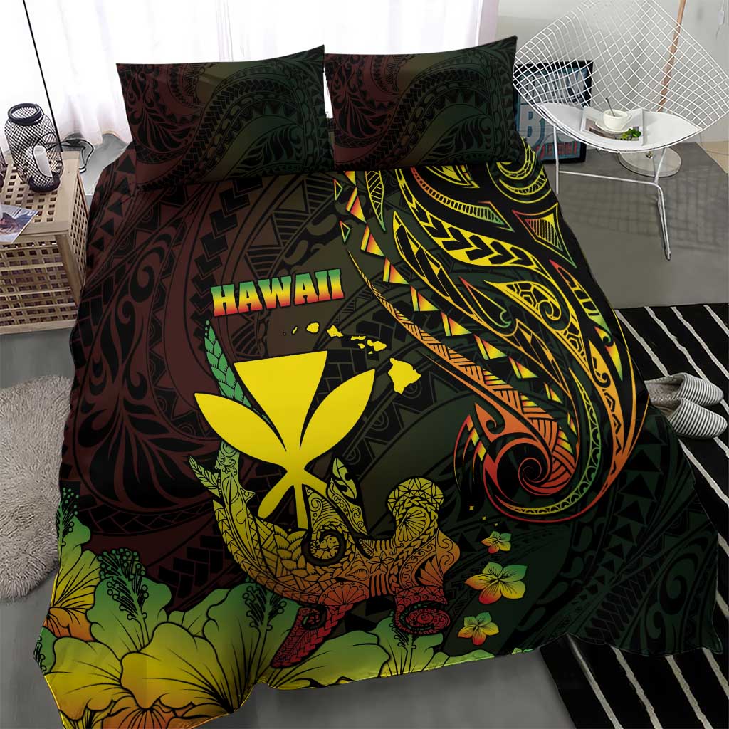 Hawaii Bedding Set Kanaka Maoli With Hammerhead Shark