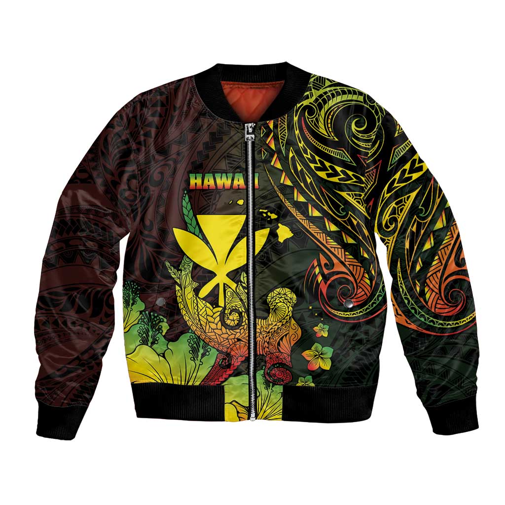 Personalised Hawaii Bomber Jacket Kanaka Maoli With Hammerhead Shark DT04 Unisex Black - Polynesian Pride