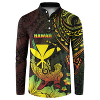 Personalised Hawaii Button Sweatshirt Kanaka Maoli With Hammerhead Shark DT04 Black - Polynesian Pride