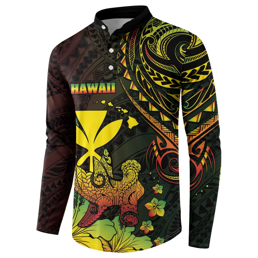 Personalised Hawaii Button Sweatshirt Kanaka Maoli With Hammerhead Shark DT04 - Polynesian Pride