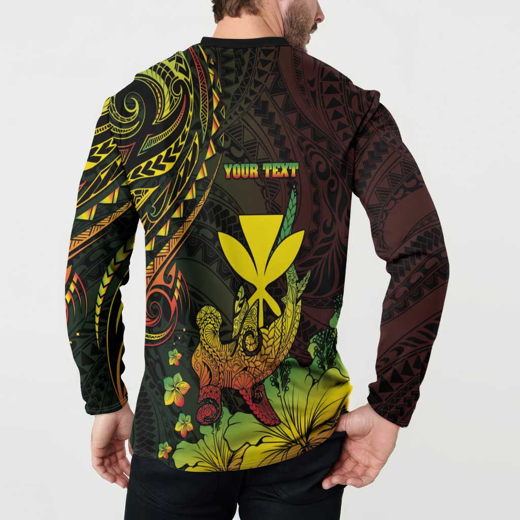 Personalised Hawaii Button Sweatshirt Kanaka Maoli With Hammerhead Shark DT04 - Polynesian Pride