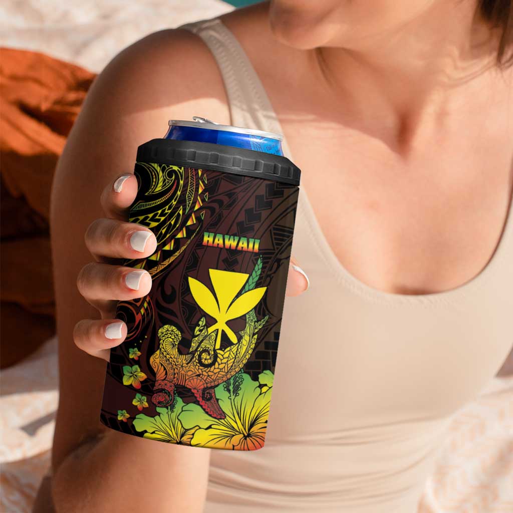 Personalised Hawaii 4 in 1 Can Cooler Tumbler Kanaka Maoli With Hammerhead Shark