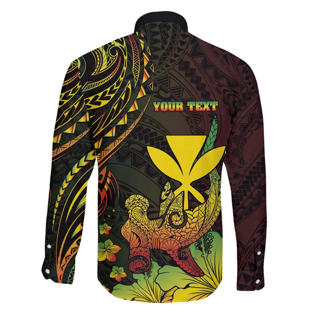 Personalised Hawaii Family Matching Tank Maxi Dress and Hawaiian Shirt Kanaka Maoli With Hammerhead Shark