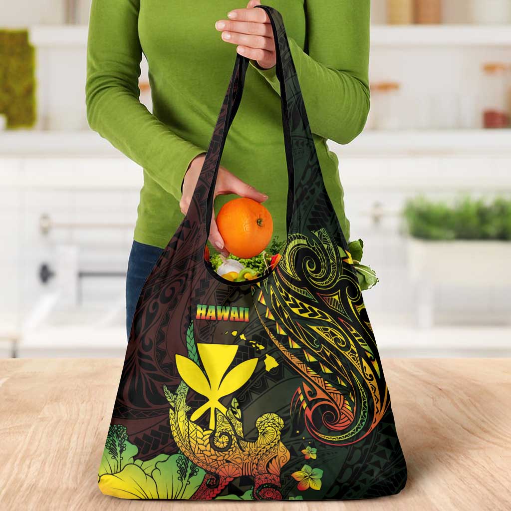 Hawaii Grocery Bag Kanaka Maoli With Hammerhead Shark DT04 - Polynesian Pride