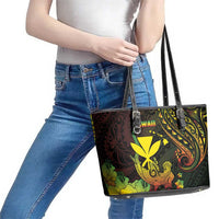 Hawaii Leather Tote Bag Kanaka Maoli With Hammerhead Shark DT04 - Polynesian Pride