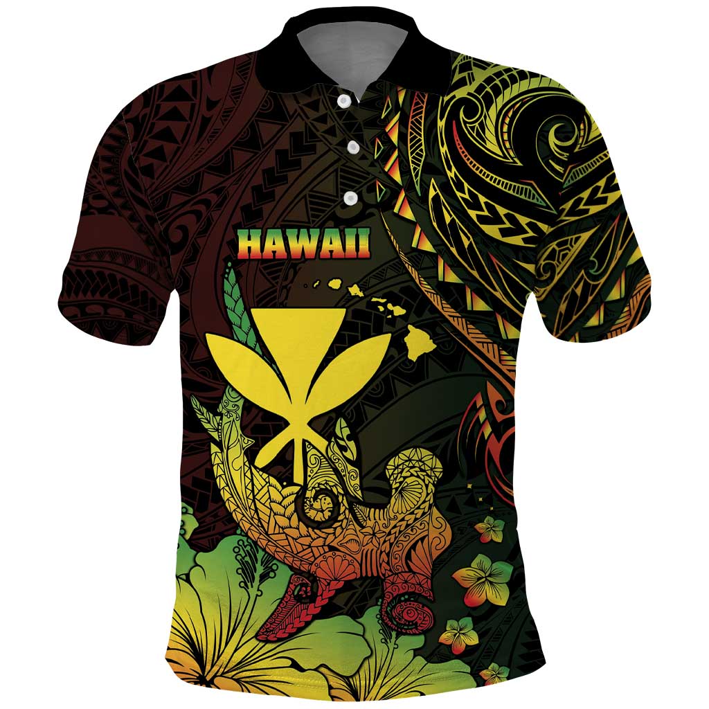 Personalised Hawaii Polo Shirt Kanaka Maoli With Hammerhead Shark
