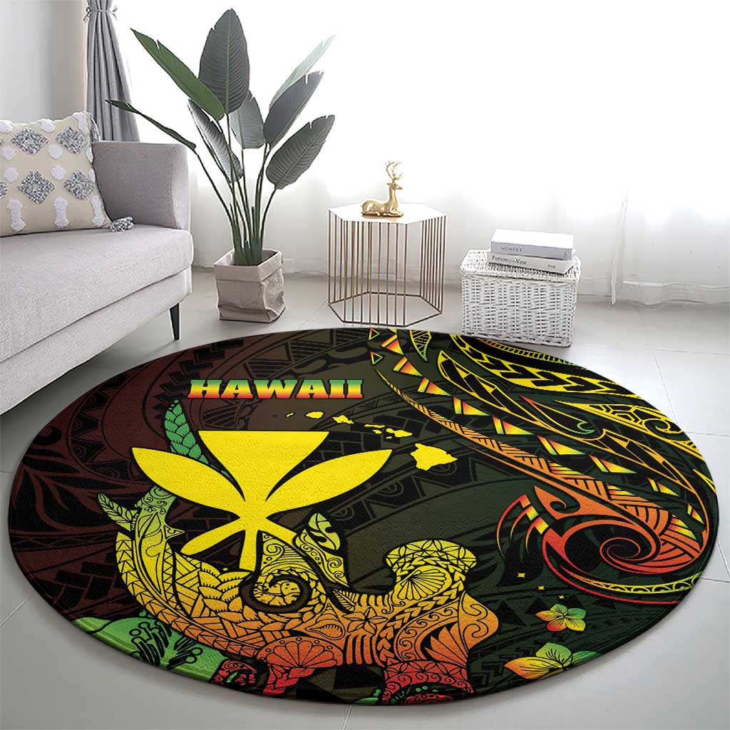 Hawaii Round Carpet Kanaka Maoli With Hammerhead Shark