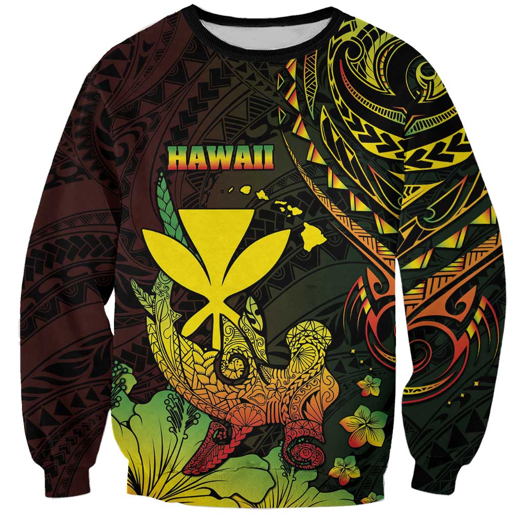Personalised Hawaii Sweatshirt Kanaka Maoli With Hammerhead Shark DT04 Unisex Black - Polynesian Pride