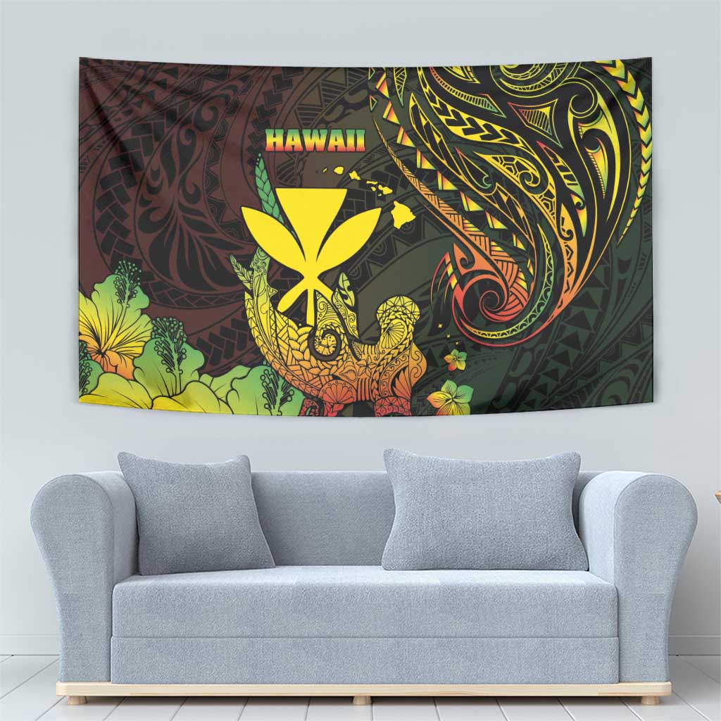 Hawaii Tapestry Kanaka Maoli With Hammerhead Shark