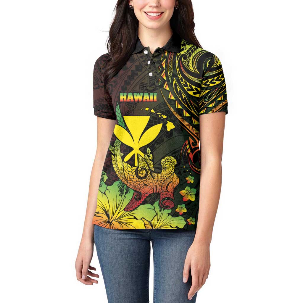 Personalised Hawaii Women Polo Shirt Kanaka Maoli With Hammerhead Shark