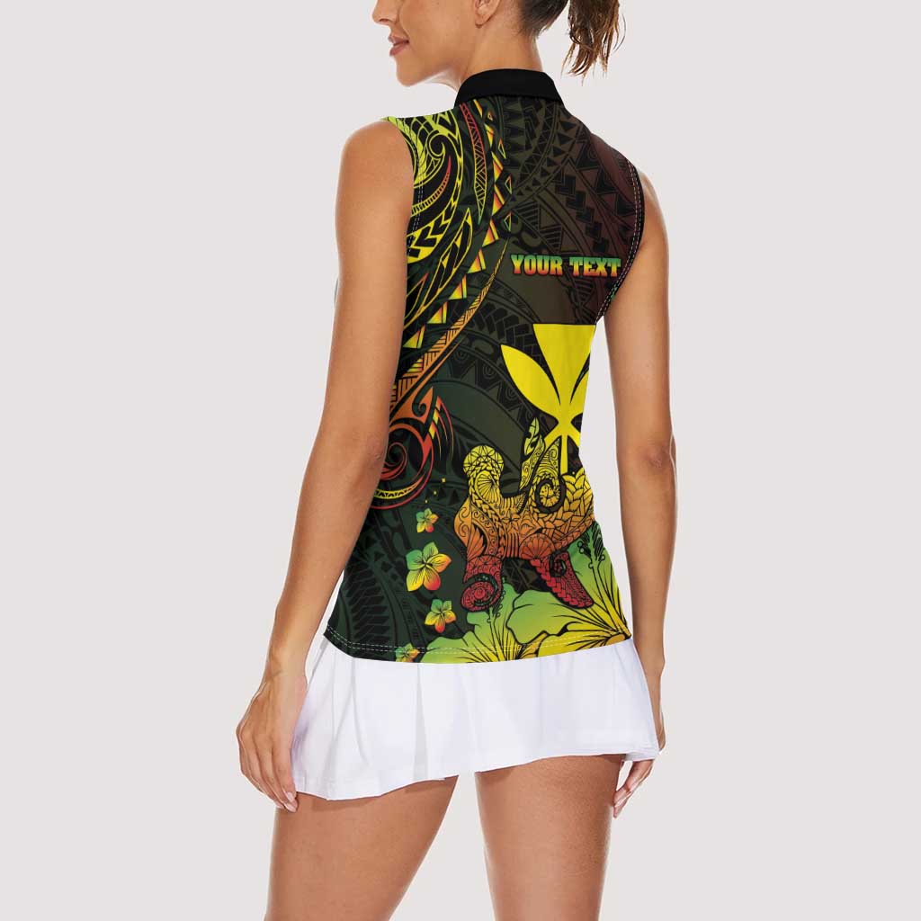 Personalised Hawaii Women Sleeveless Polo Shirt Kanaka Maoli With Hammerhead Shark